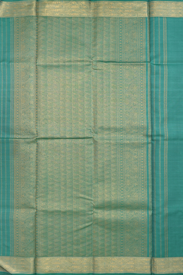 Kanchipuram Silk Saree In Sea Green With Zari Border