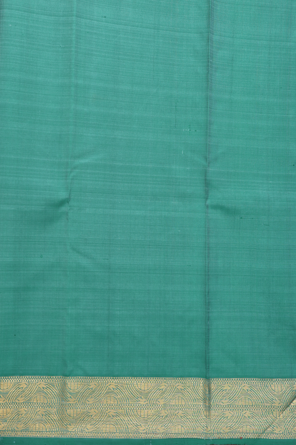 Kanchipuram Silk Saree In Sea Green With Zari Border