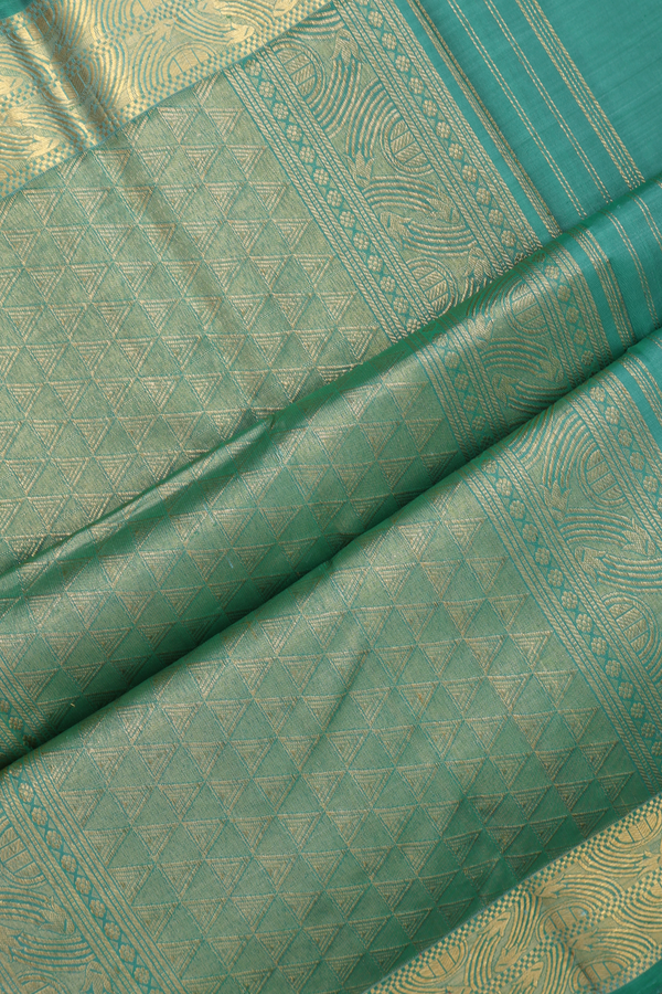 Kanchipuram Silk Saree In Sea Green With Zari Border