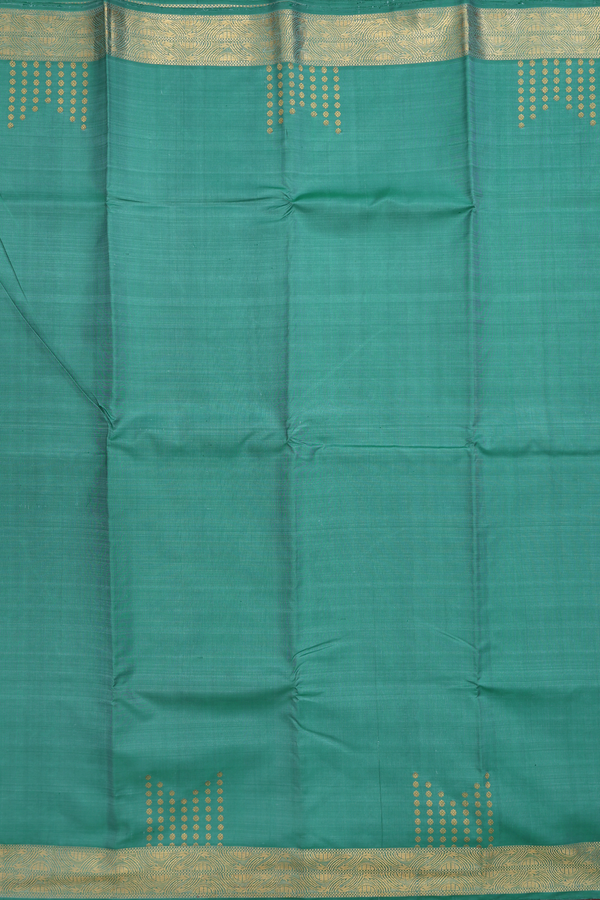 Kanchipuram Silk Saree In Sea Green With Zari Border