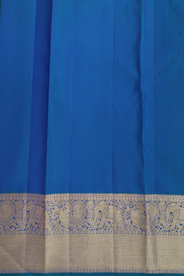 Kanchipuram Silk Saree In Shades Of Blue With Peacock Design