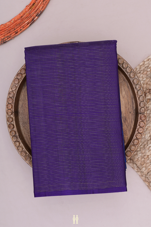 Kanchipuram Silk Saree In Shades Of Blue With Stripes Design