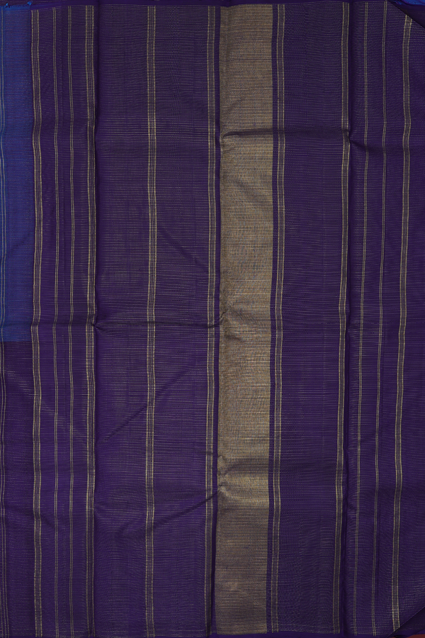 Kanchipuram Silk Saree In Shades Of Blue With Stripes Design