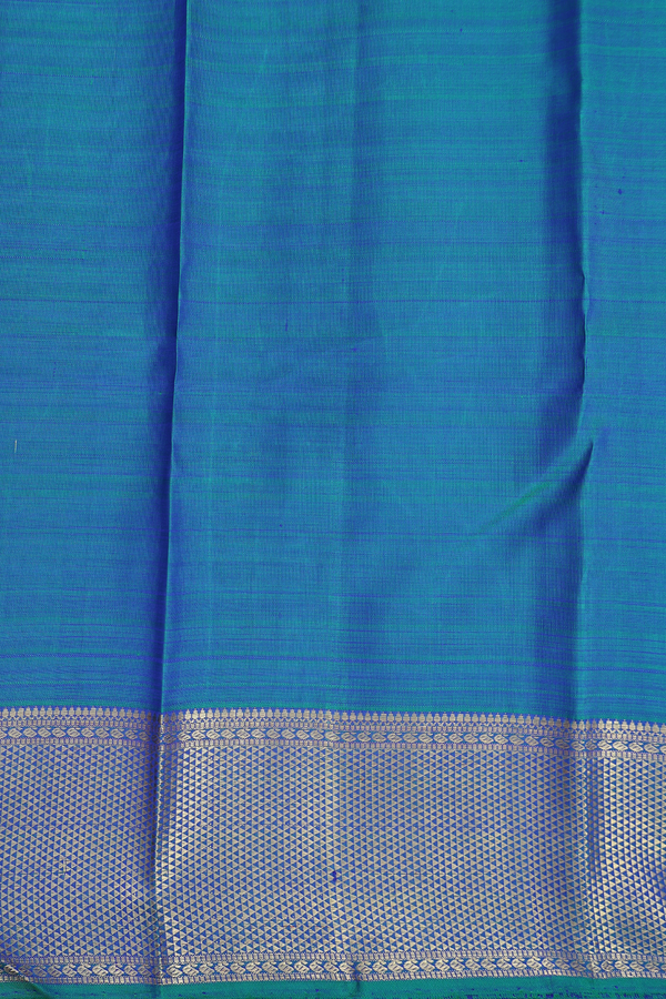 Kanchipuram Silk Saree Blue And Dual Tone With Stripes Design