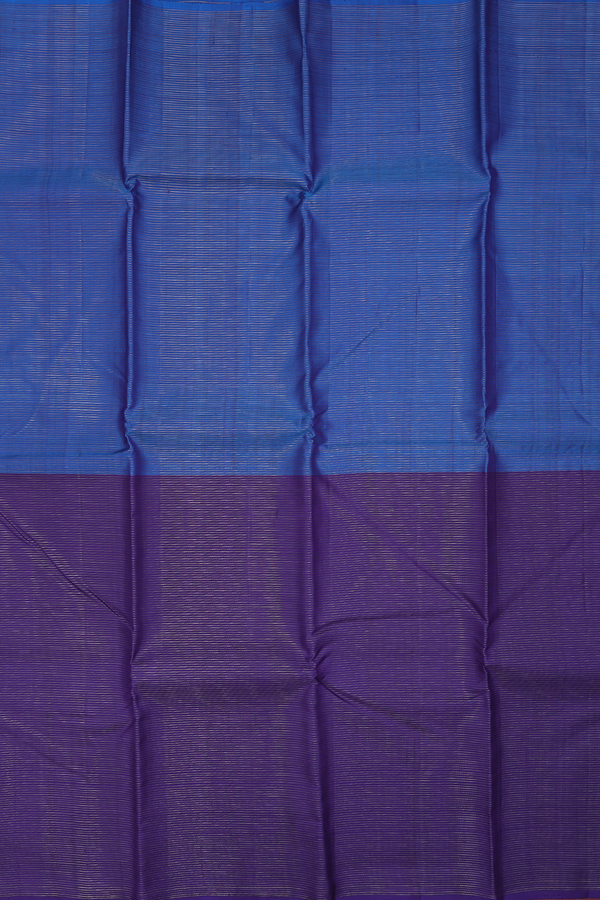 Kanchipuram Silk Saree In Shades Of Blue With Stripes Design