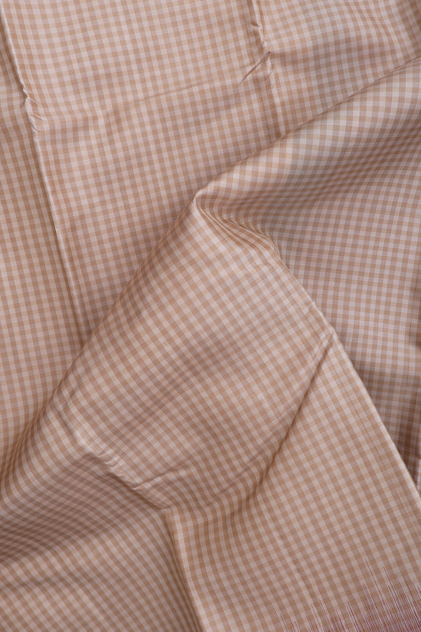 Kanchipuram Silk Saree In Shades Of Brown With Checks Design