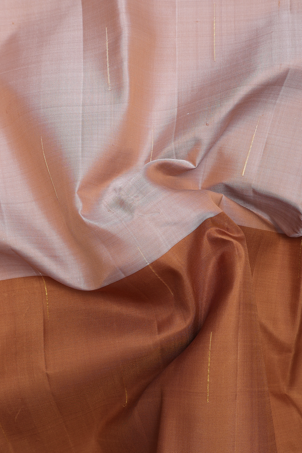 Kanchipuram Silk Saree In Shades Of Brown With Half And Half