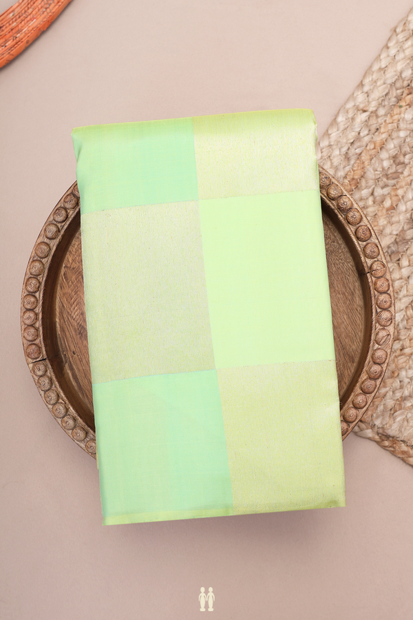 Kanchipuram Silk Saree In Shades Of Green With Checks Design