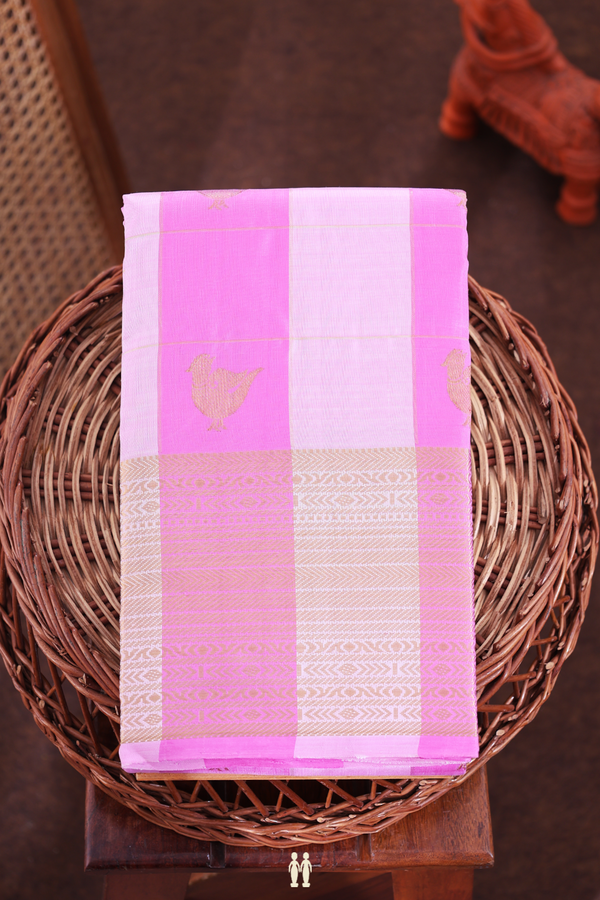 Kanchipuram Silk Saree In Shades Of Pink With Checks Design