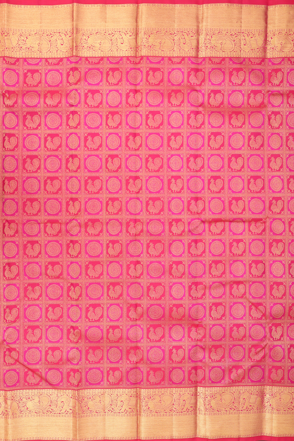 Kanchipuram Silk Saree In Shades Of Pink With Peacock Design