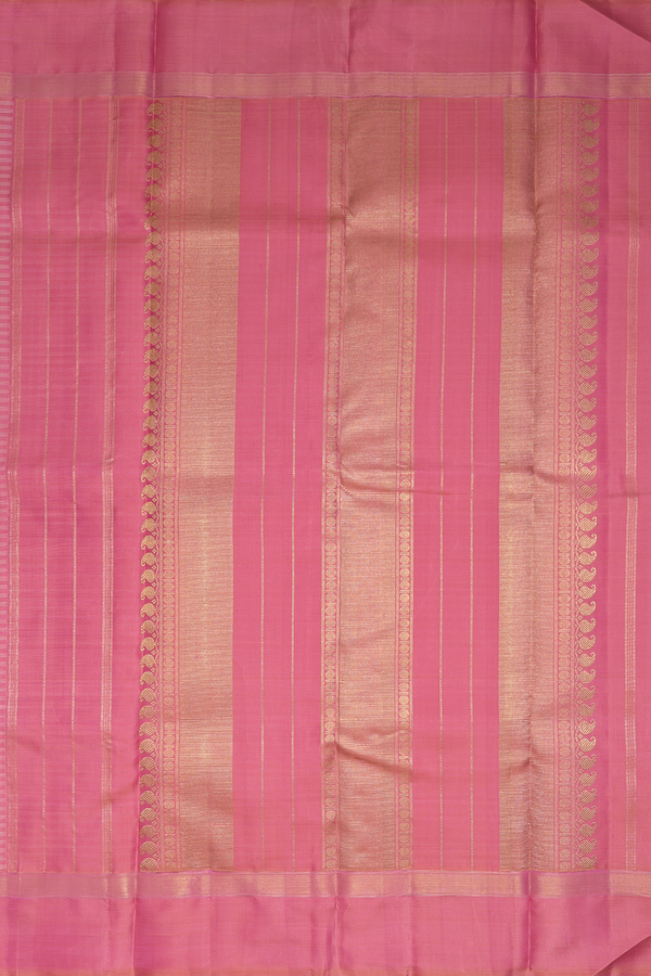 Kanchipuram Silk Saree In Shades Of Pink With Stripes Design