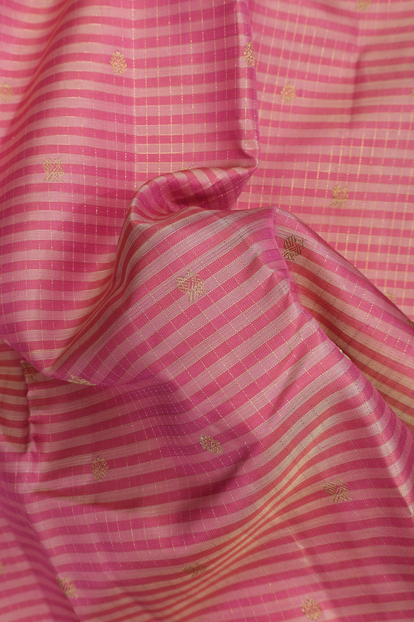 Kanchipuram Silk Saree In Shades Of Pink With Stripes Design