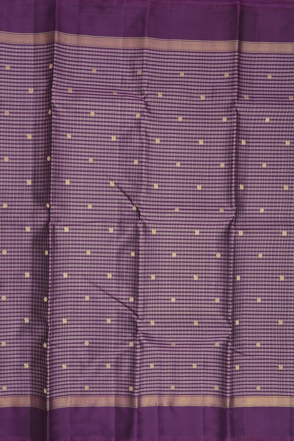 Kanchipuram Silk Saree In Shades Of Purple With Checks Design