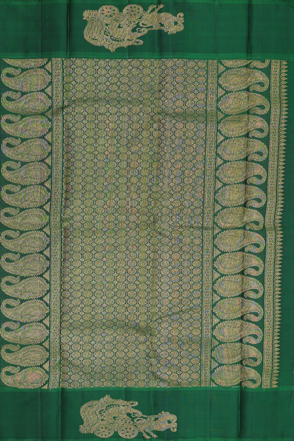 Kanchipuram Silk Saree In Shades Of Yellow With Checks Design