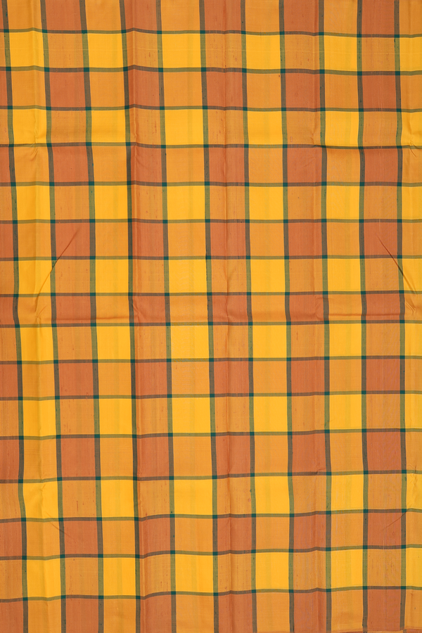 Kanchipuram Silk Saree In Shades Of Yellow With Checks Design