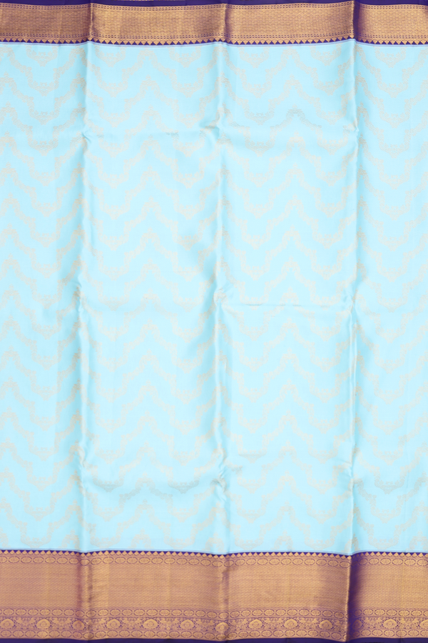 Kanchipuram Silk Saree In Sky Blue With Allover Design