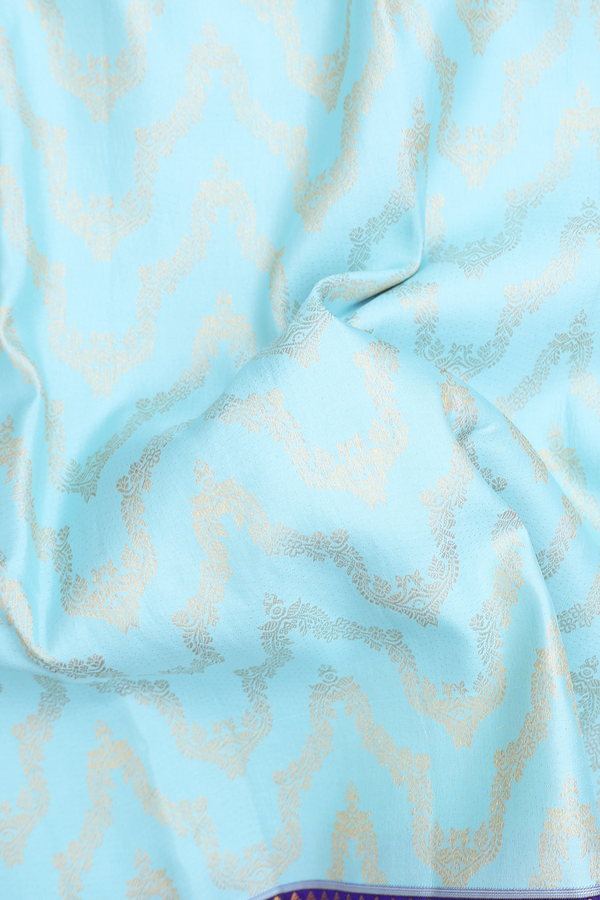 Kanchipuram Silk Saree In Sky Blue With Allover Design