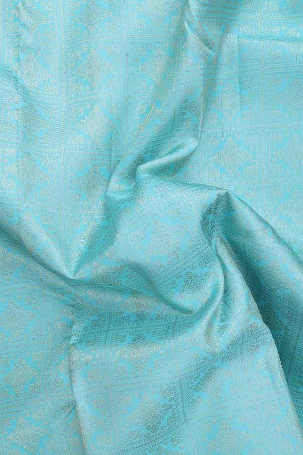 Kanchipuram Silk Saree In Sky Blue With Brocade Design
