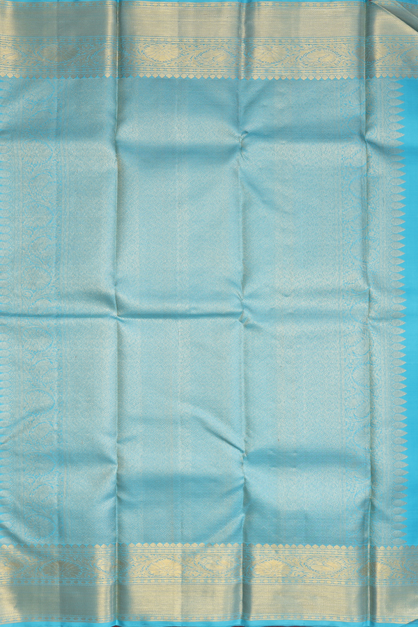 Kanchipuram Silk Saree In Sky Blue With Jacquard Pattern