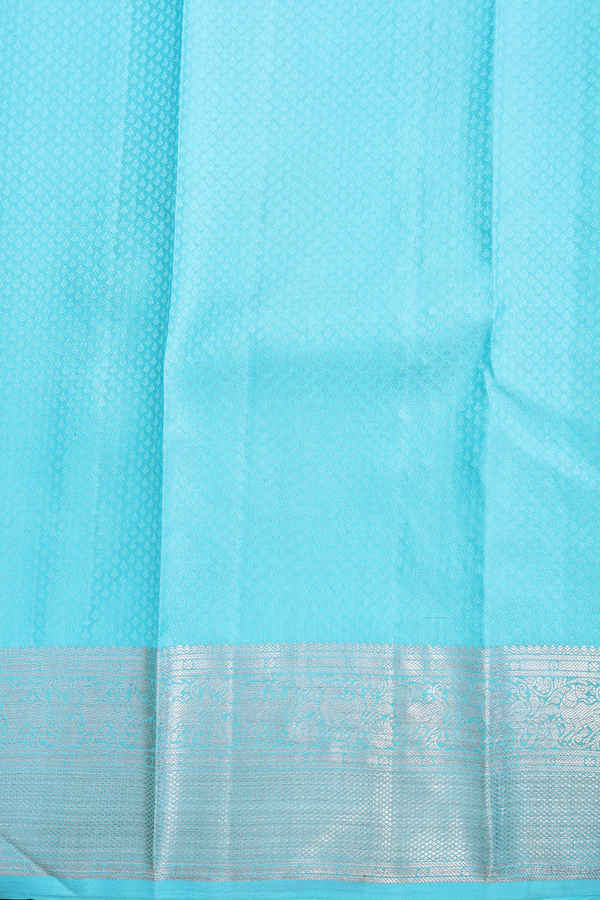 Kanchipuram Silk Saree In Sky Blue With Jacquard Pattern