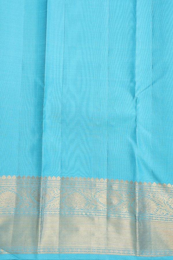 Kanchipuram Silk Saree In Sky Blue With Jacquard Pattern