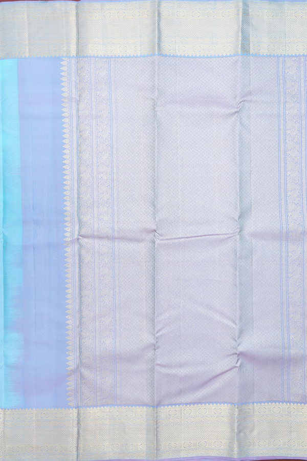 Kanchipuram Silk Saree In Sky Blue With Stripes Design