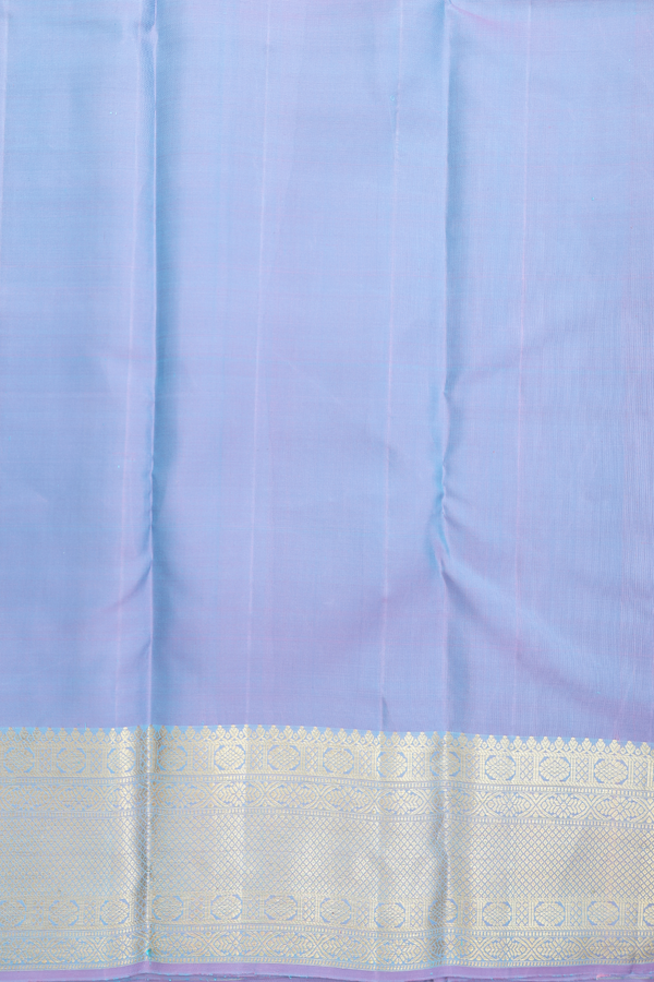 Kanchipuram Silk Saree In Sky Blue With Stripes Design