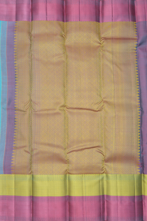 Kanchipuram Silk Saree In Sky Blue With Threadwork Buttas