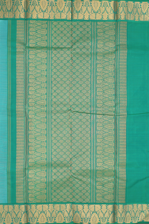 Kanchipuram Silk Saree In Sky Blue With Zari Buttas