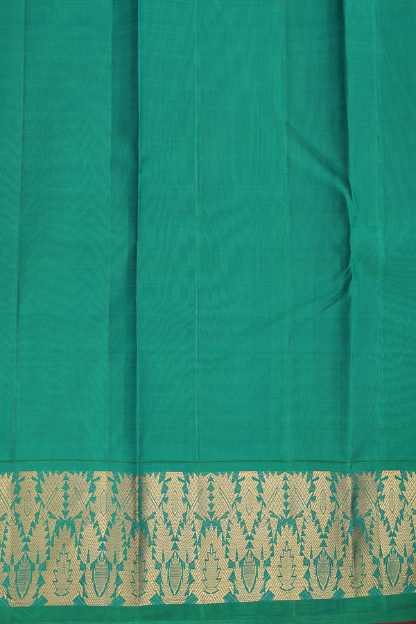 Kanchipuram Silk Saree In Sky Blue With Zari Buttas