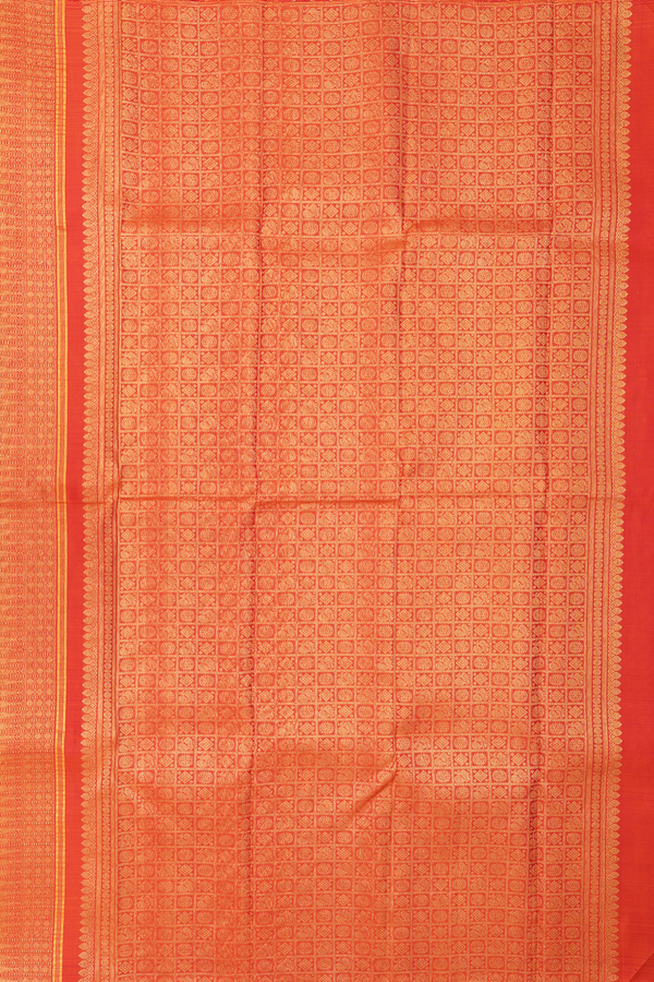 Kanchipuram Silk Saree In Spiced Orange With Brocade Design