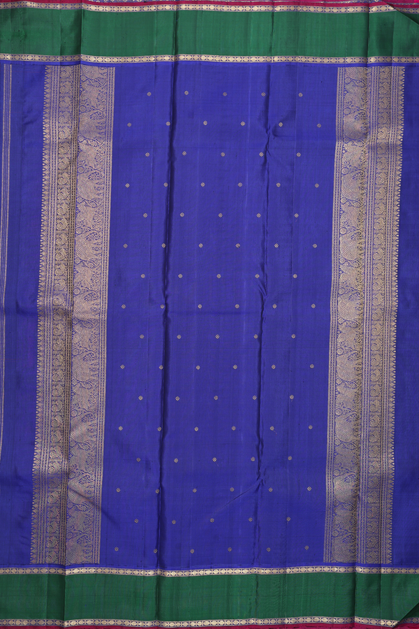 Kanchipuram Silk Saree In Spiced Orange With Floral Buttis