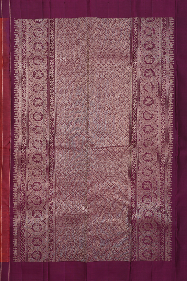 Kanchipuram Silk Saree In Spiced Orange With Jacquard Pattern