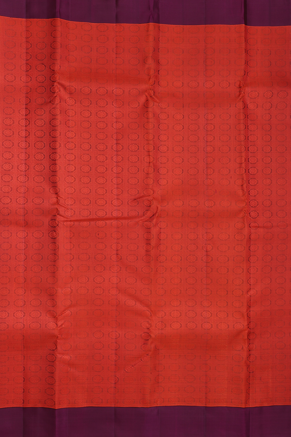 Kanchipuram Silk Saree In Spiced Orange With Jacquard Pattern
