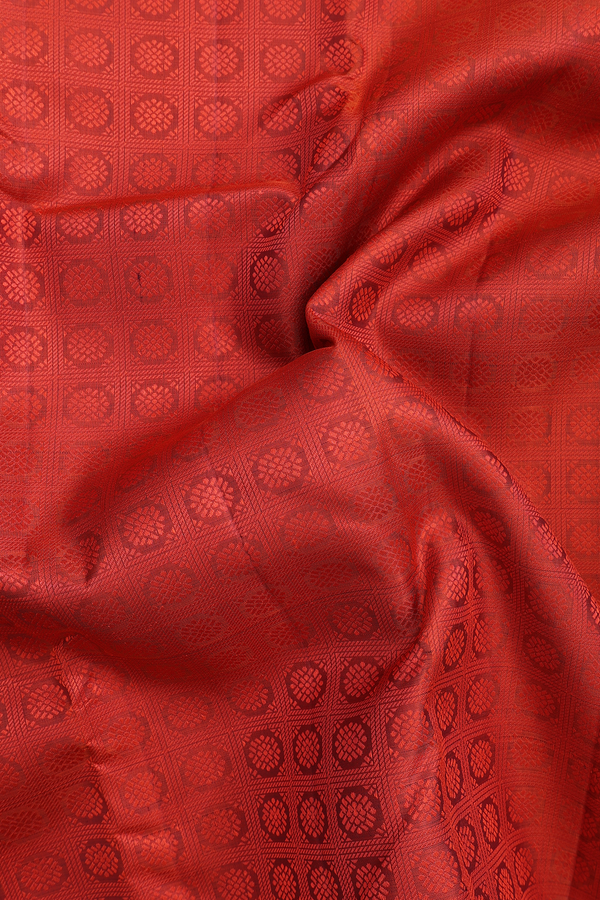 Kanchipuram Silk Saree In Spiced Orange With Jacquard Pattern