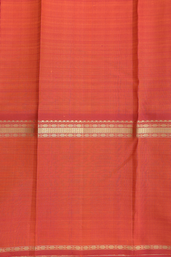 Kanchipuram Silk Saree In Spiced Orange With Stripes Design