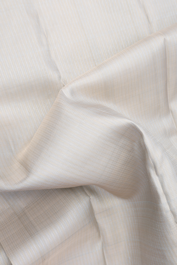 Kanchipuram Silk Saree In Spinach White With Zari Striped