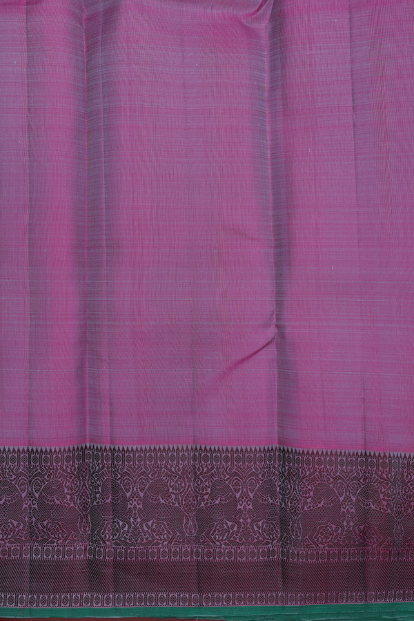 Kanchipuram Silk Saree In Steel Blue With Peacock Buttas
