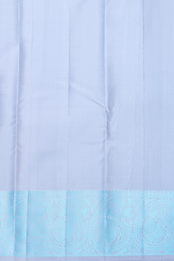 Kanchipuram Silk Saree In Steel Blue With Threadwork Border
