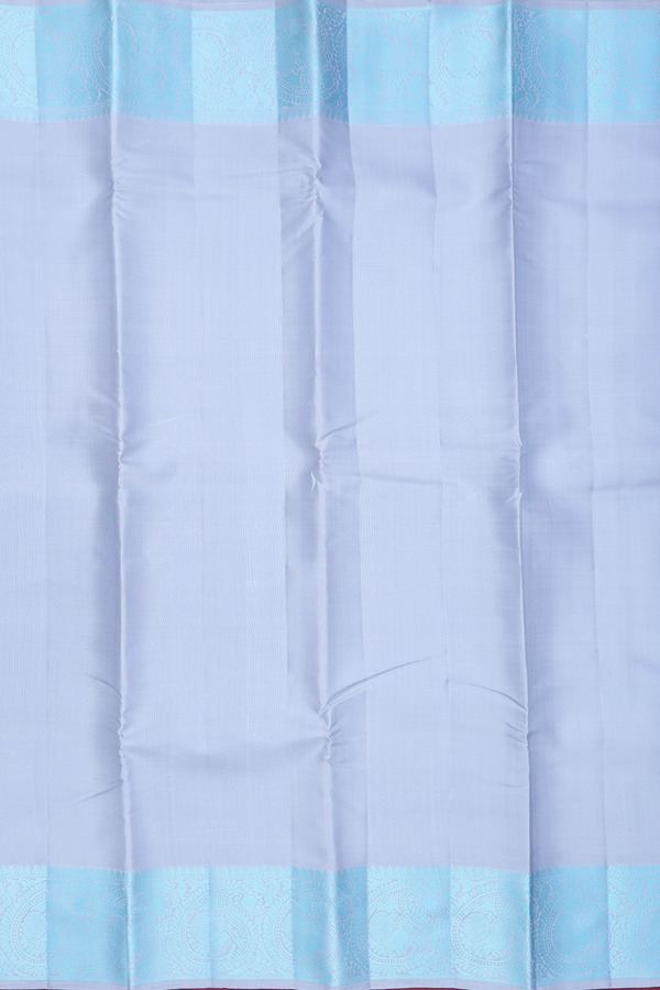 Kanchipuram Silk Saree In Steel Blue With Threadwork Border