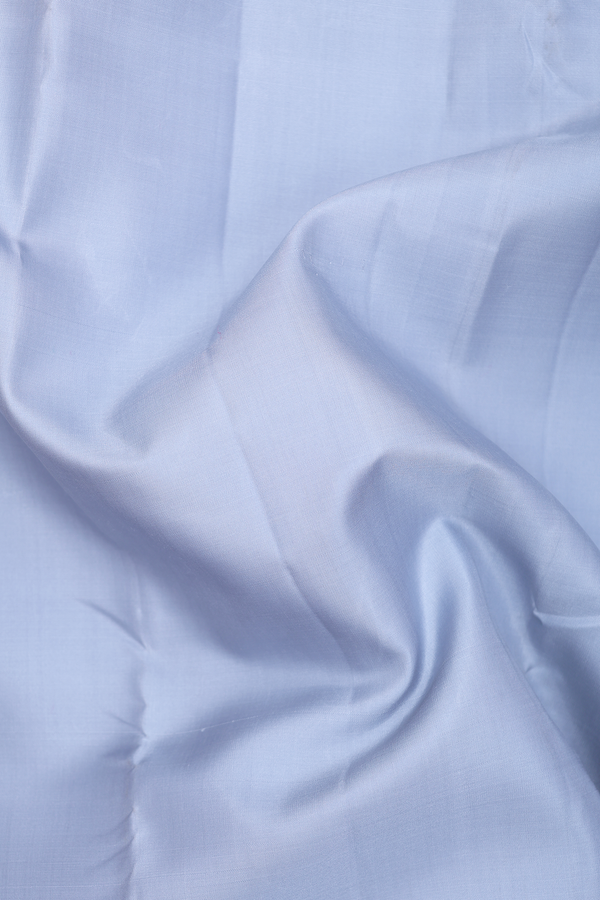 Kanchipuram Silk Saree In Steel Blue With Threadwork Border