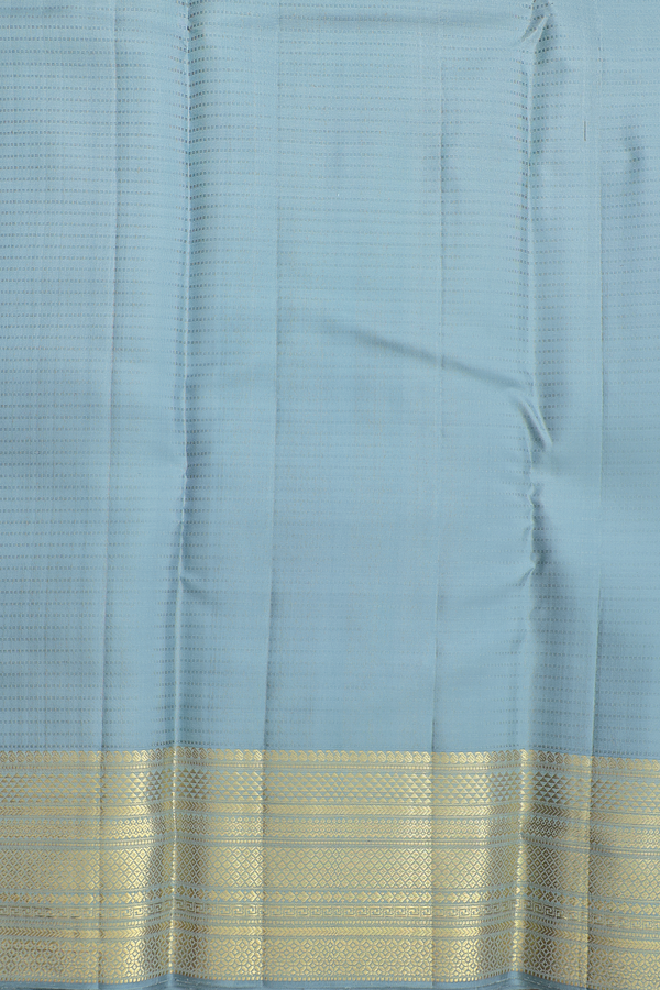 Kanchipuram Silk Saree In Stone Blue With Checks Design