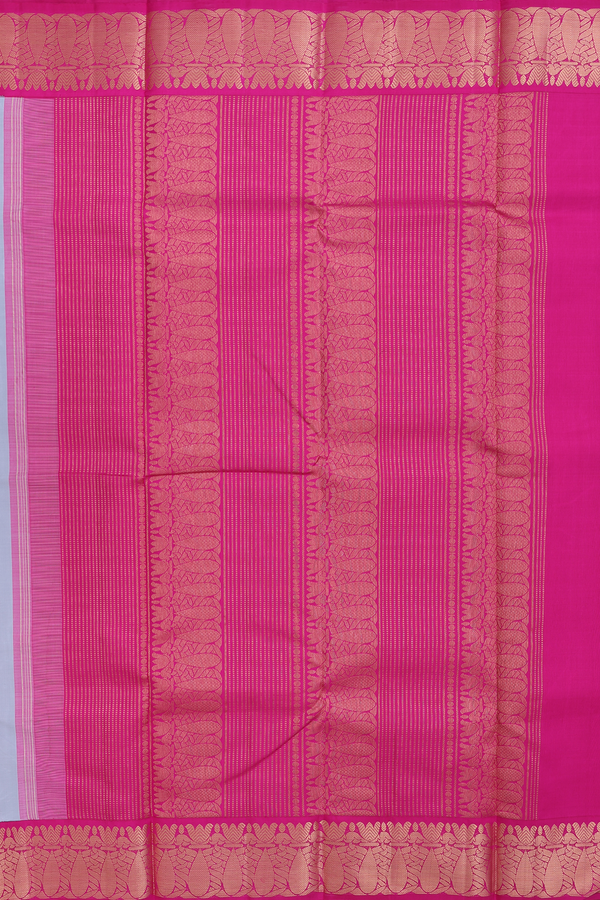 Kanchipuram Silk Saree In Stone Blue With Korvai Border