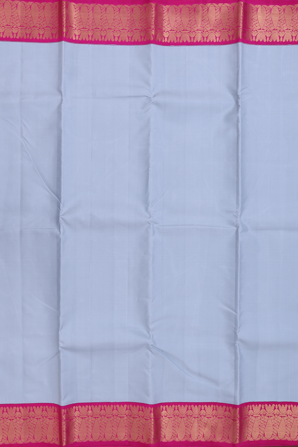 Kanchipuram Silk Saree In Stone Blue With Korvai Border