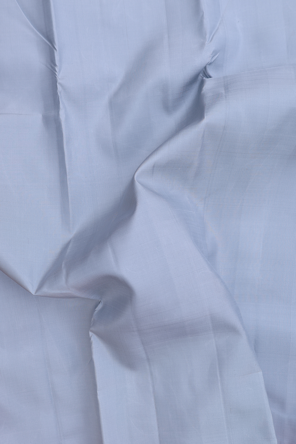 Kanchipuram Silk Saree In Stone Blue With Korvai Border