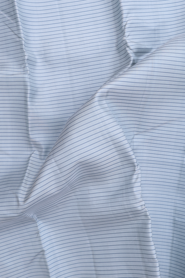 Kanchipuram Silk Saree In Stone Blue With Stripes Design