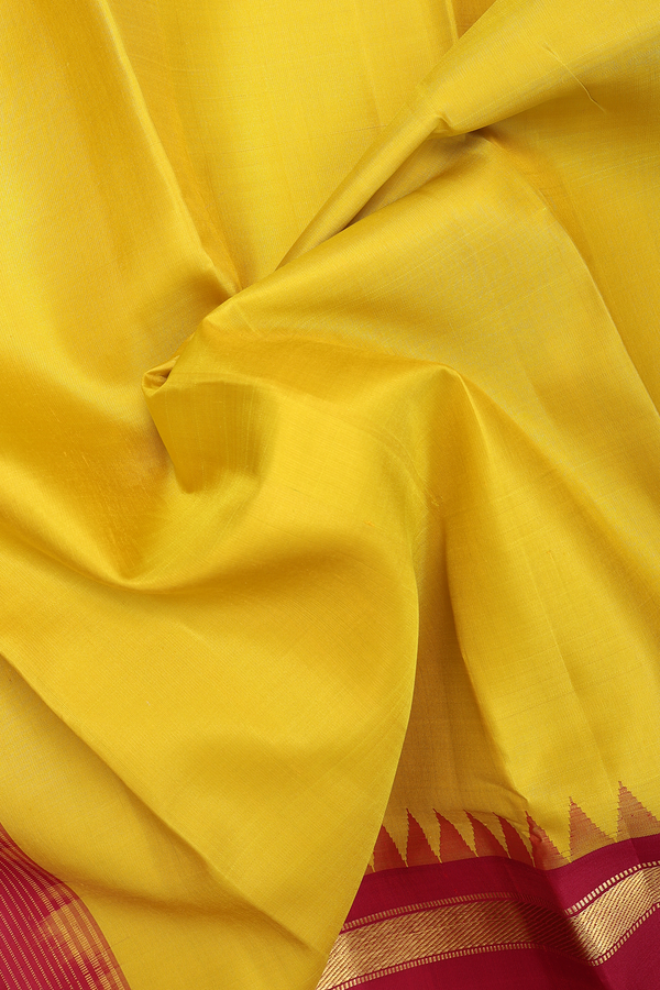 Kanchipuram Silk Saree Sunflower Yellow With Contrast Border