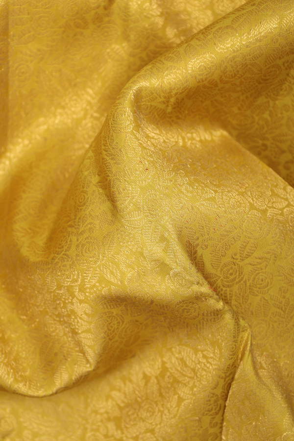 Kanchipuram Silk Saree In Sunflower Yellow With Floral Design