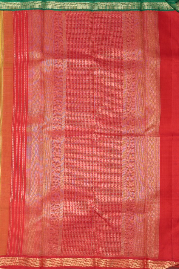 Kanchipuram Silk Saree In Sunflower Yellow With Floral Design