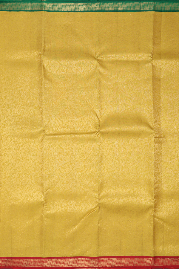 Kanchipuram Silk Saree In Sunflower Yellow With Floral Design